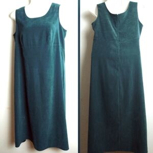 K Woman Vintage Y2K Sleeveless Midi Tank Dress Scoop Neck 18W Faux Velour Teal